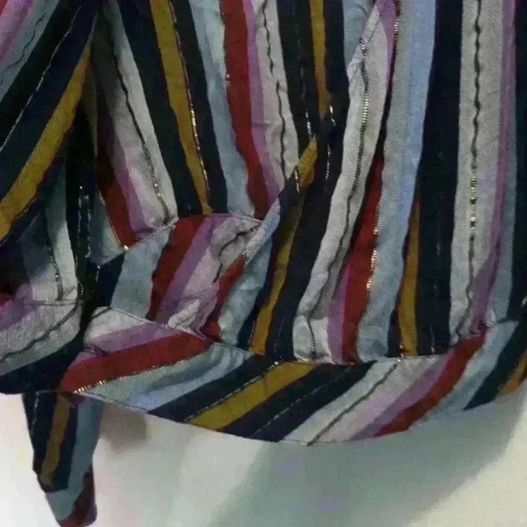 Womens L Officecore AN.A. wrap front striped metallic summer beachy Office Siren - Picture 6 of 9